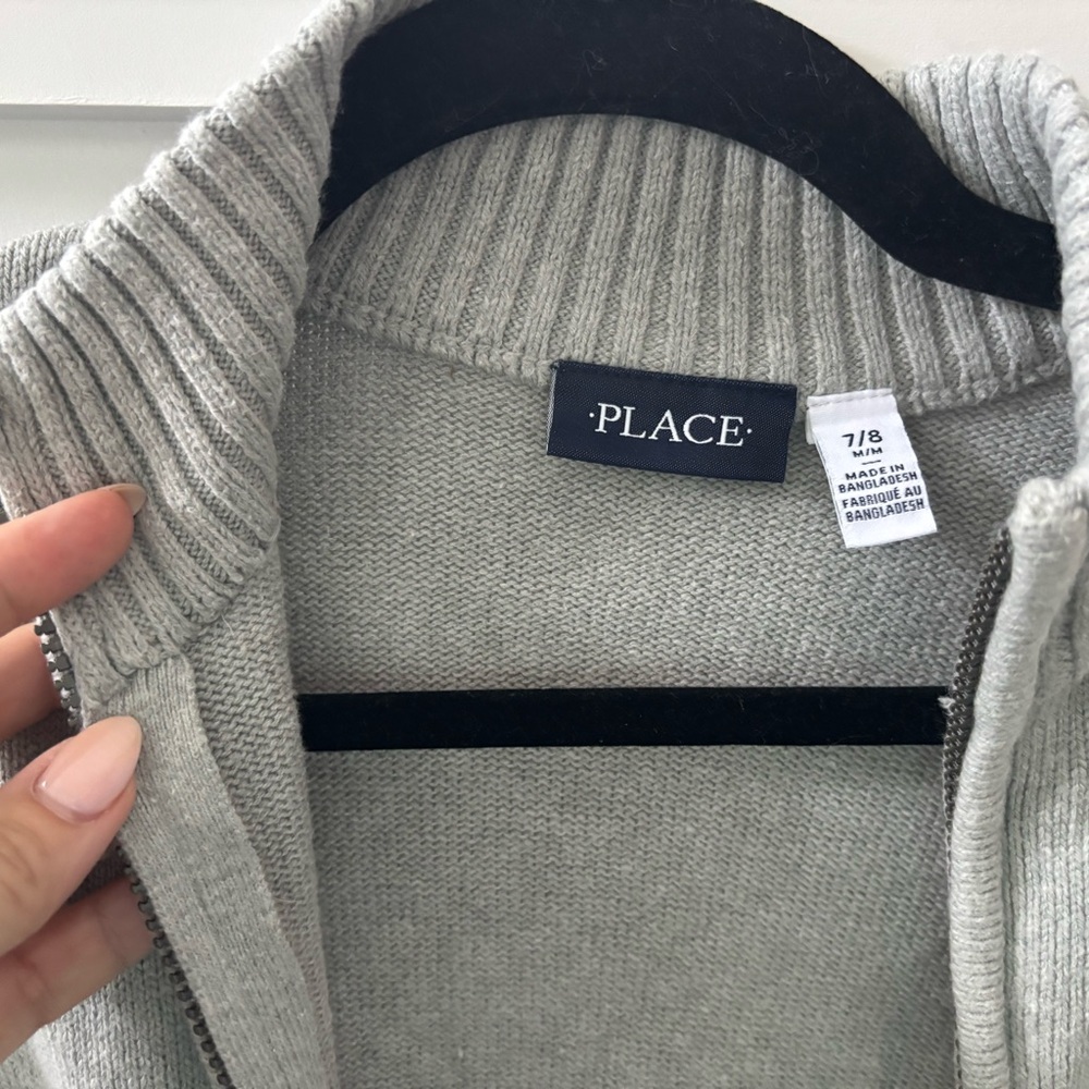 PLACE Heather Gray Zip-Up Cardigan